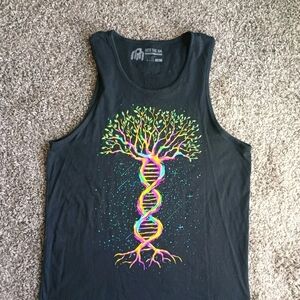 INTO THE AM Mens Tank Top DNA Tree, XLarge XL Graphic Black Pullover Sleeveless